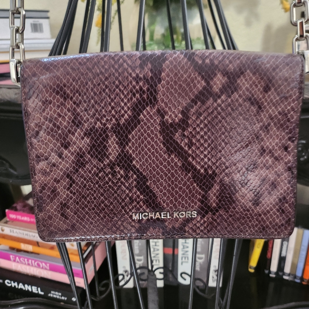 Michael Kors Brinkley Python Embossed Leather Cro… - image 3